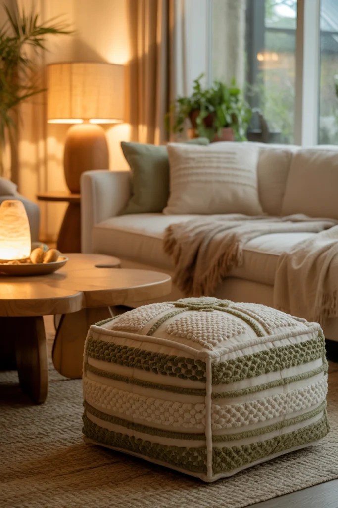 Include Textured Poufs