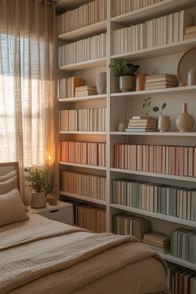 Color-Coordinated Bookshelves