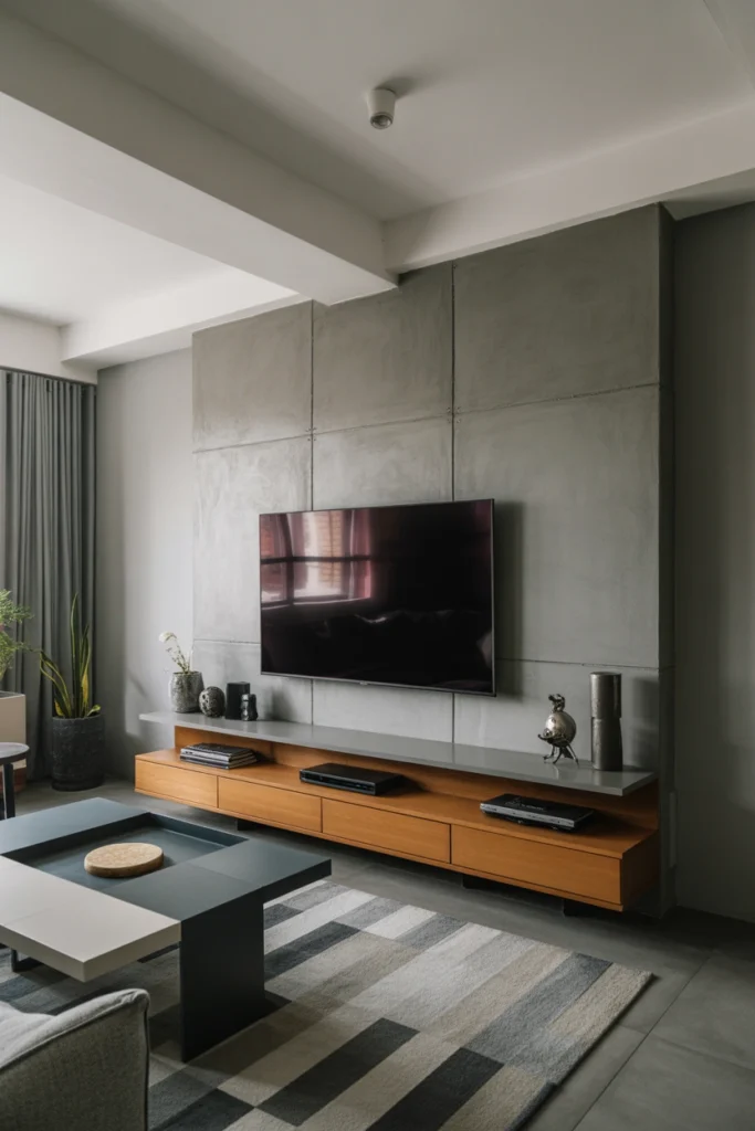 Concrete Finish TV Wall