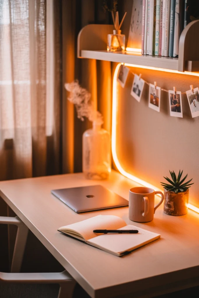 Desk Setup with Ambient Lighting