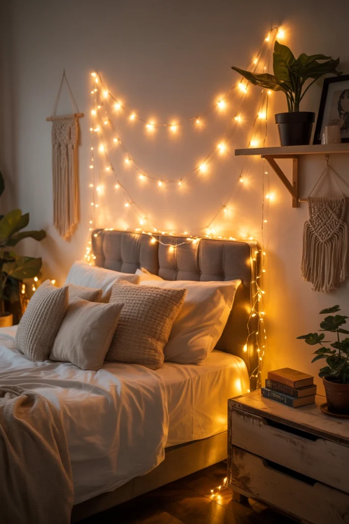 Fairy Light Headboard Design