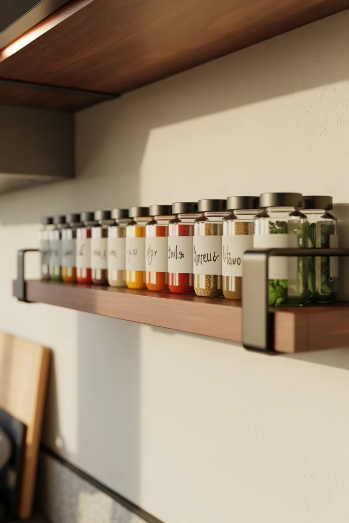 Floating Spice Rack Display