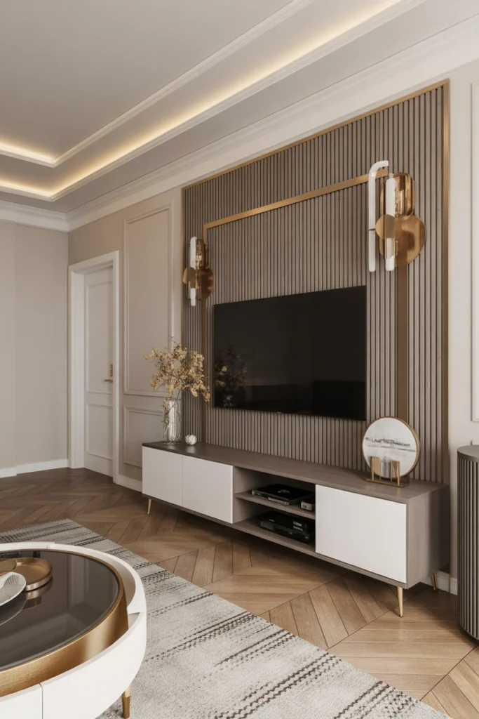 Luxury Gold Accent TV Wall