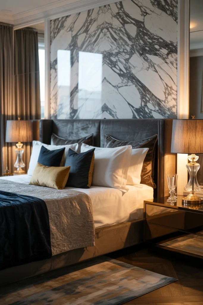 Marble Accent Headboard Wall