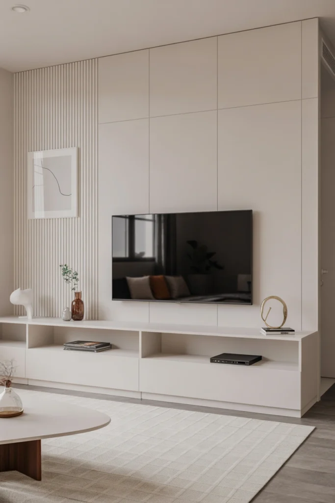 Minimalist White TV Wall
