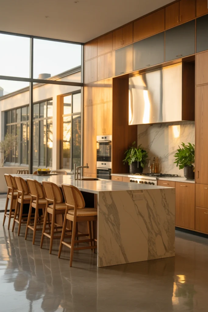 Warm Wood Cabinet Accents