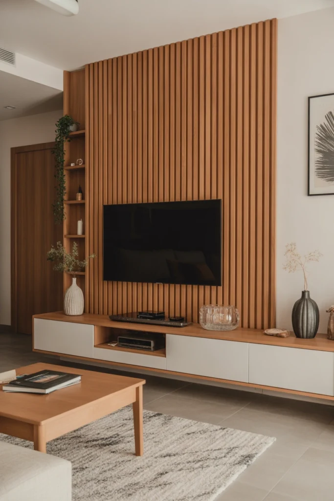 Wooden Slat TV Wall