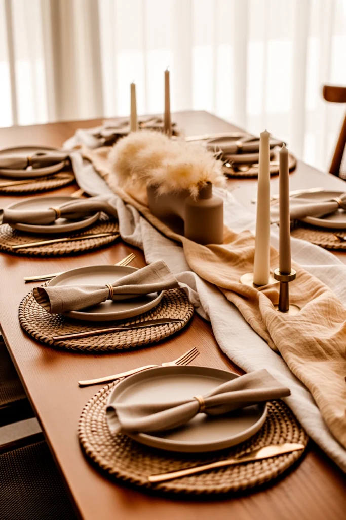 Layer Neutral Table Linens