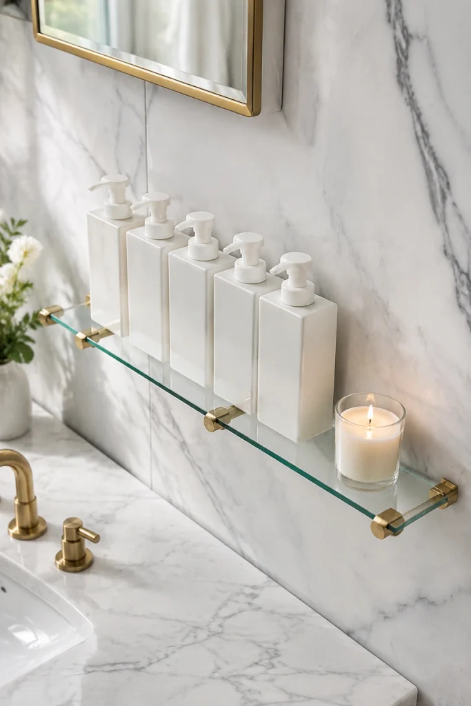 32 Small Bathroom Storage Ideas With No Cabinet Space Backsplash Shelf Clips