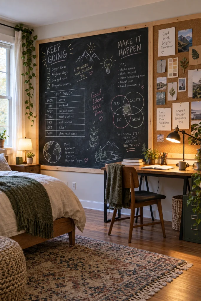 21 Bedroom Decorating Ideas for Teenage Guys That They'll Love Chalkboard Wall Section