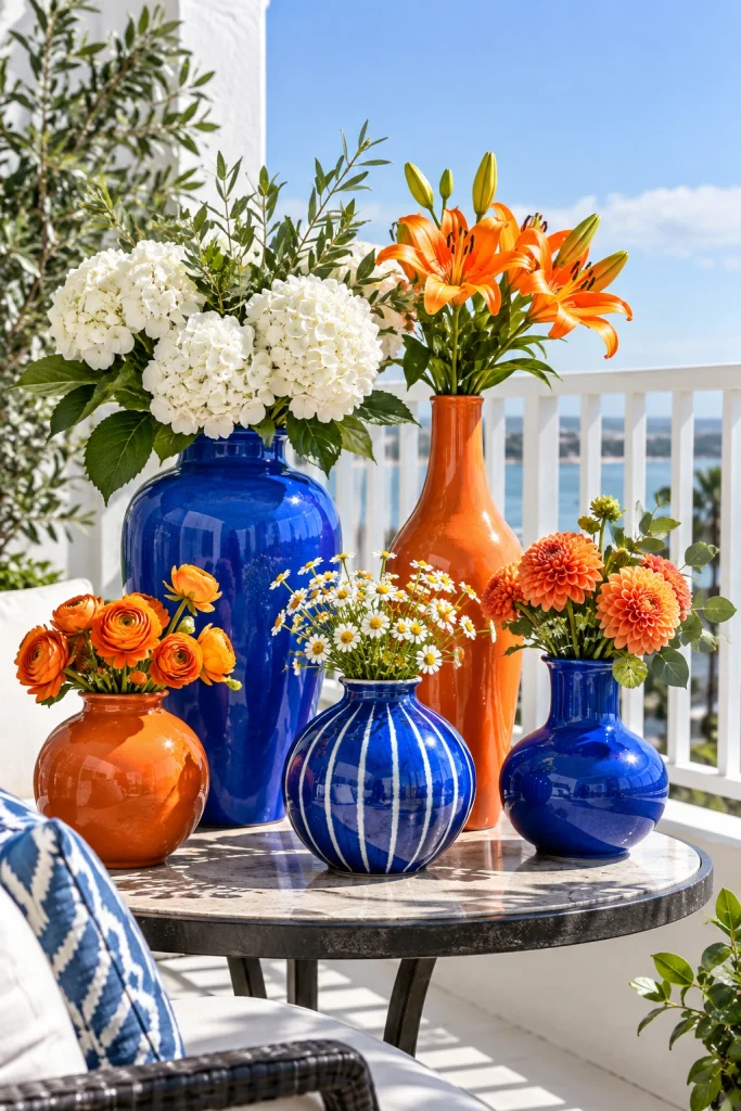 25 Balcony Decor Ideas for a Stunning Outdoor Space Colorful Ceramic Vases
