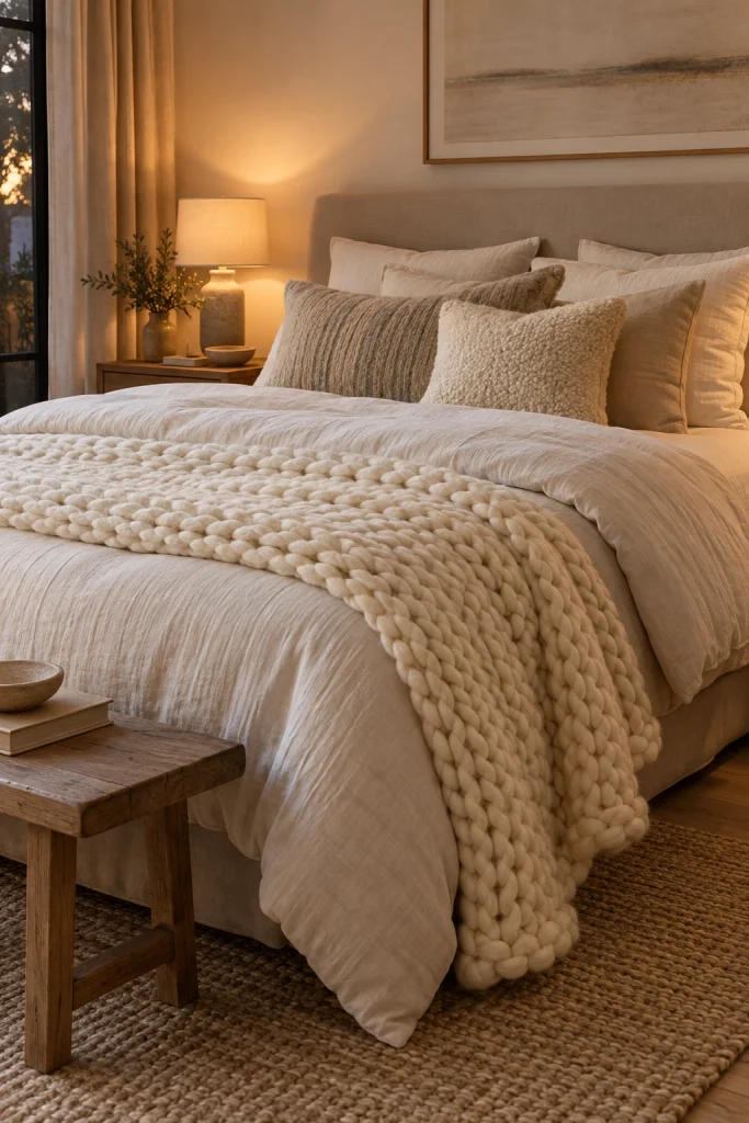 22 Master Bedroom Decor Ideas for a Retreat Like Escape Cozy Throw Blankets