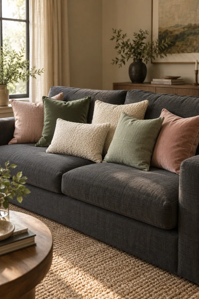 29 Apartment Decorating Ideas for Every Style Eclectic Cushion Mix