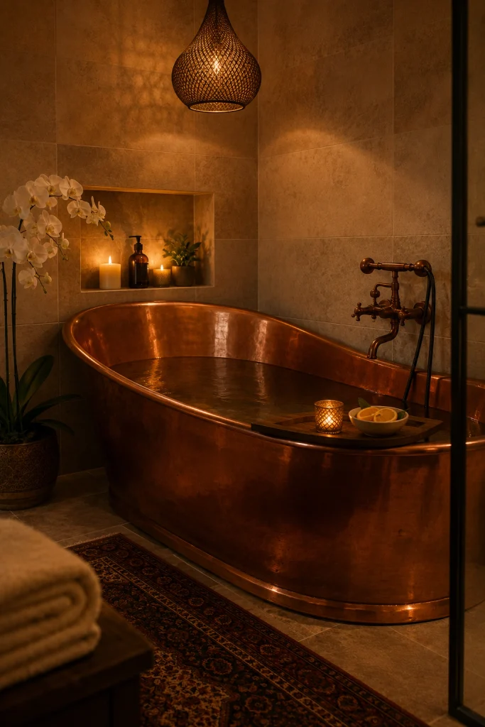 Freestanding Bathtub in a Corner Nook