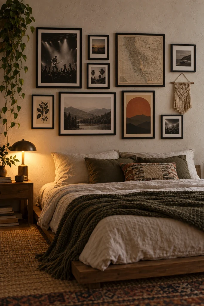21 Bedroom Decorating Ideas for Teenage Guys That They'll Love Gallery Wall Display