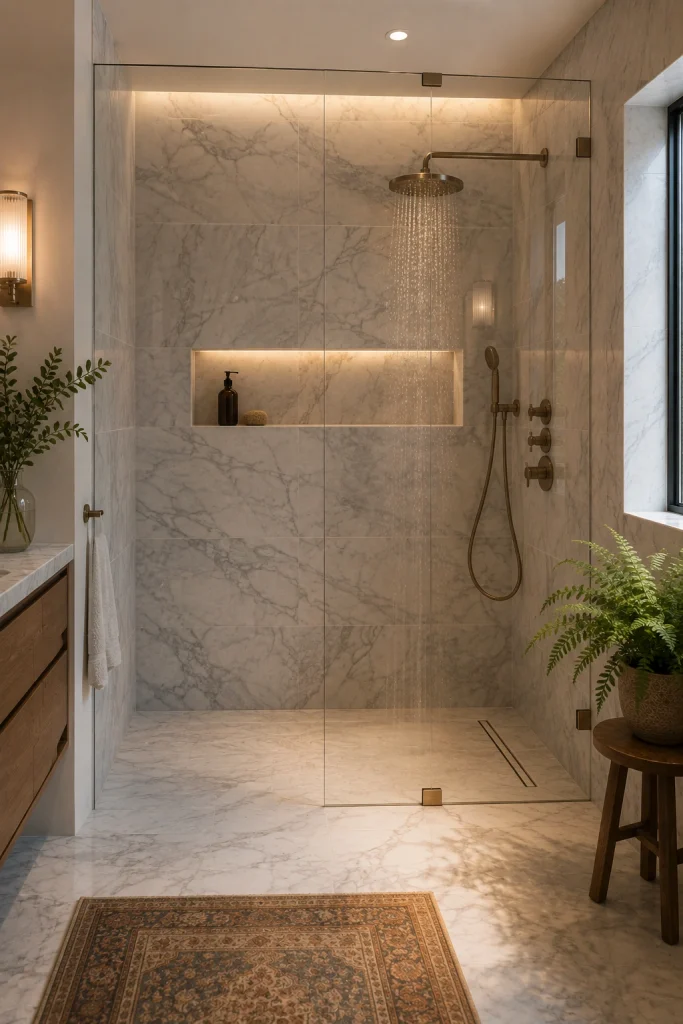 Glass Shower Partition Without a Frame