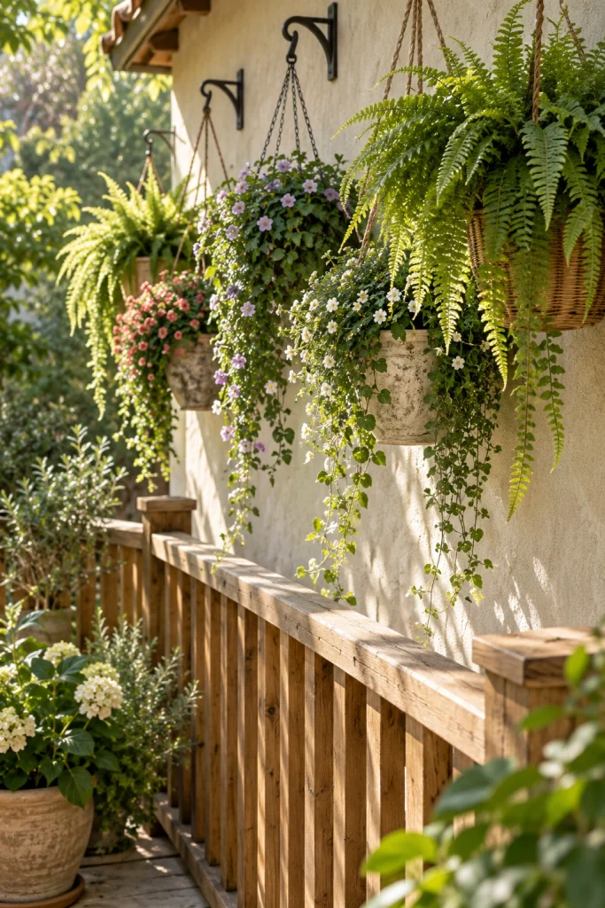 25 Patio Decor Ideas for a Stunning Outdoor Space Hanging Planter Rows
