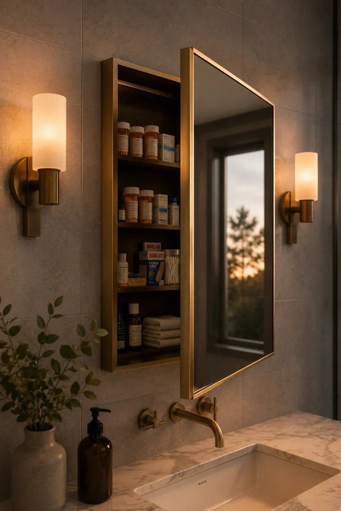 Hidden Medicine Cabinet Behind a Mirror
