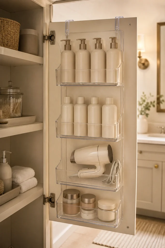 32 Small Bathroom Storage Ideas With No Cabinet Space Inside-Cabinet Door Organizer