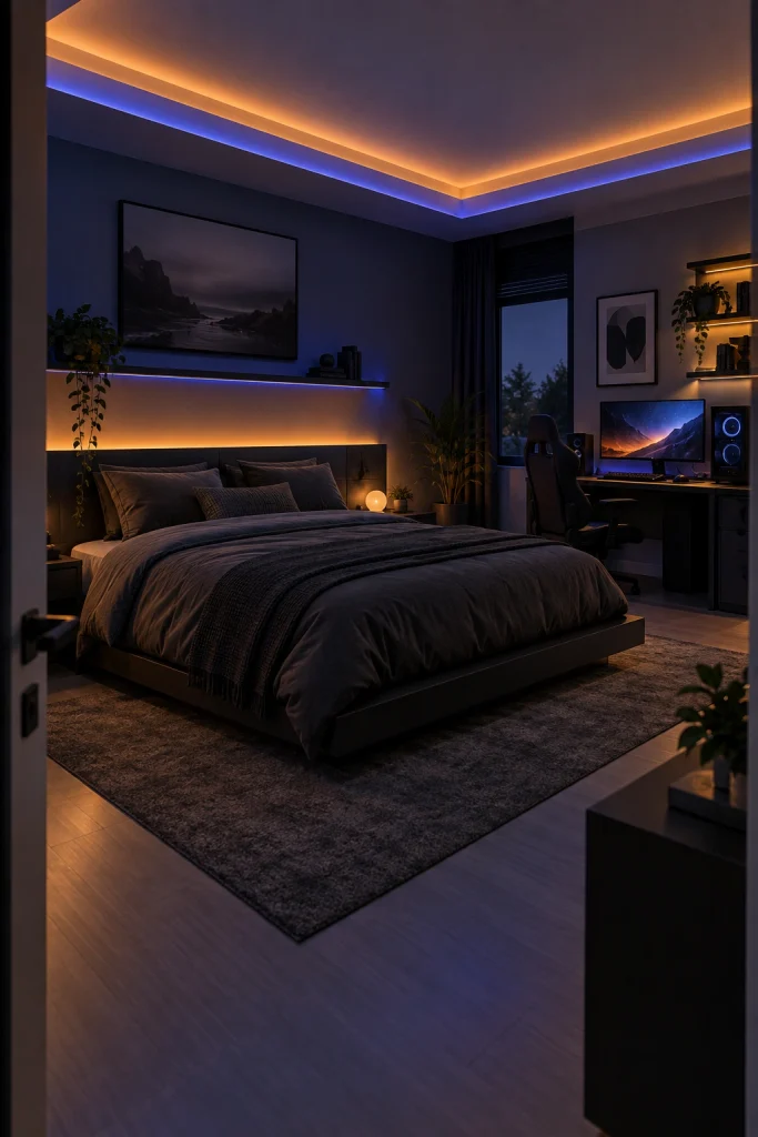 21 Bedroom Decorating Ideas for Teenage Guys That They'll Love LED Strip Lighting