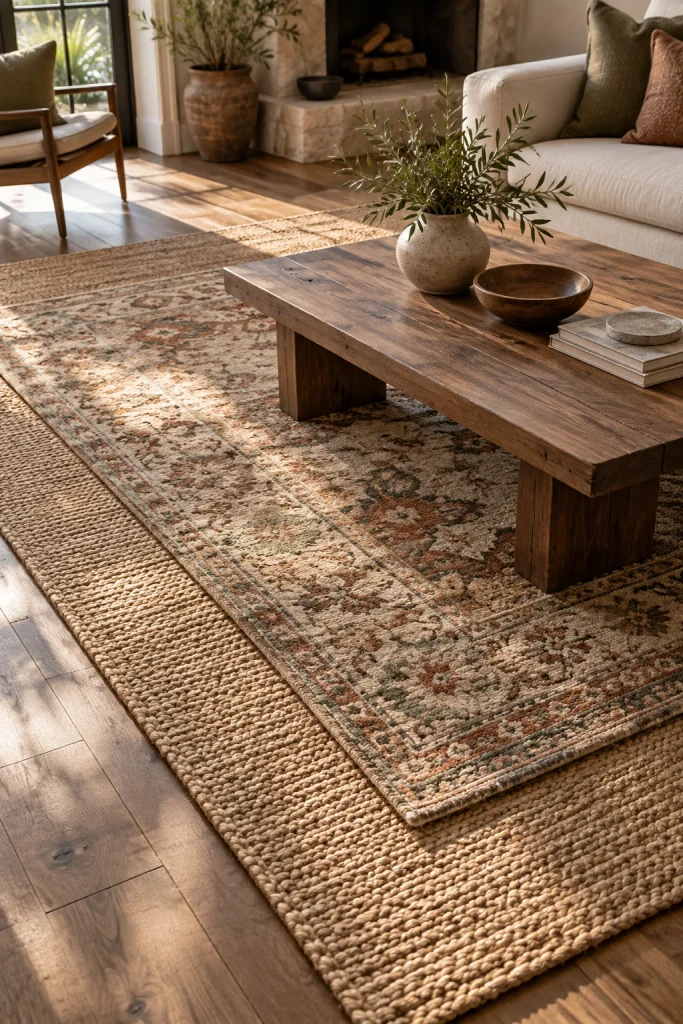 29 Apartment Decorating Ideas for Every Style Layered Rug Styling