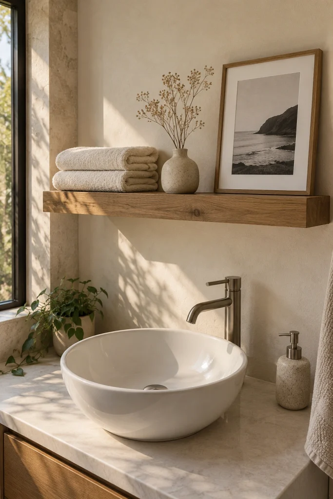 22 Modern Bathroom Decor Ideas for a Sleek Look Open Shelf Display