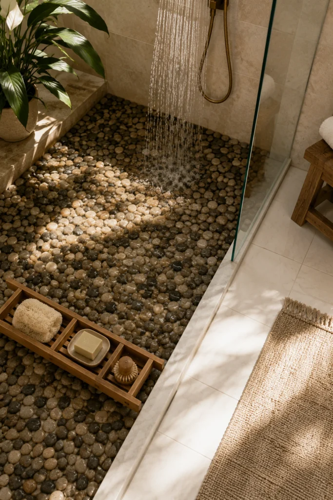 Pebble Floor in the Wet Area Only