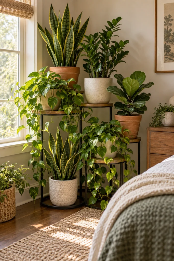 21 Bedroom Decorating Ideas for Teenage Guys That They'll Love Plant Shelf Display
