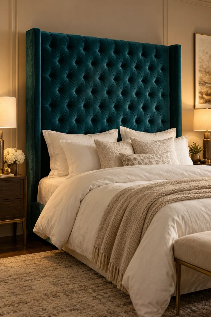 22 Master Bedroom Decor Ideas for a Retreat Like Escape Plush Upholstered Headboard