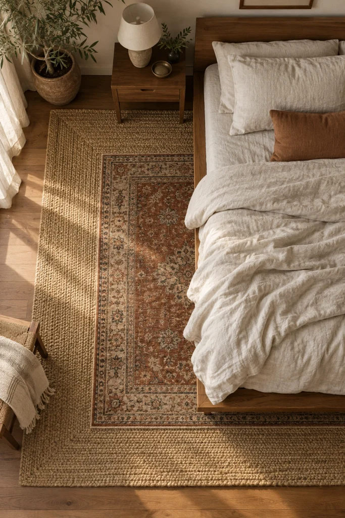 21 Bedroom Decorating Ideas for Teenage Guys That They'll Love Rug Layering Trick