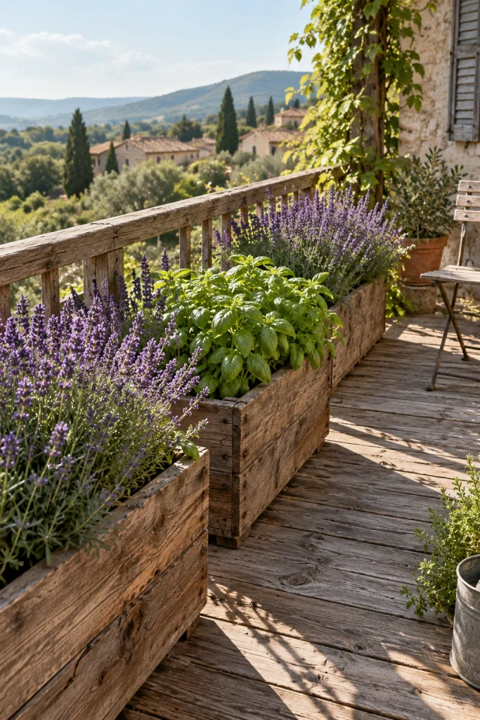 25 Balcony Decor Ideas for a Stunning Outdoor Space Rustic Wooden Planters