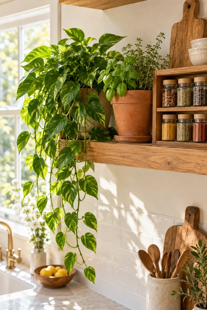 29 Apartment Decorating Ideas for Every Style Shelf Herb Plant
