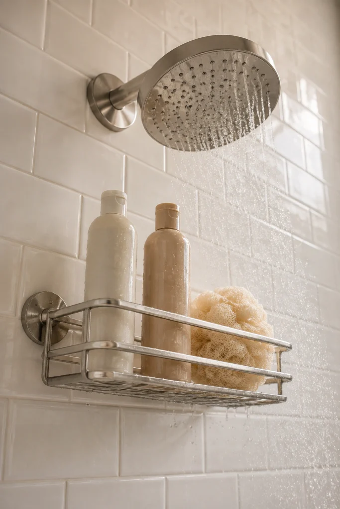 32 Small Bathroom Storage Ideas With No Cabinet Space Shower Wall Caddy