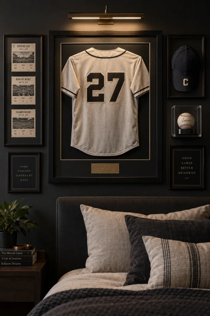 21 Bedroom Decorating Ideas for Teenage Guys That They'll Love Sports Jersey Frame