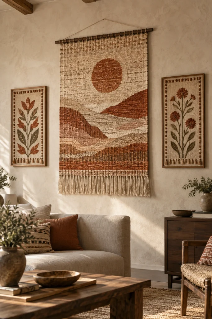 29 Apartment Decorating Ideas for Every Style Textile Wall Hanging