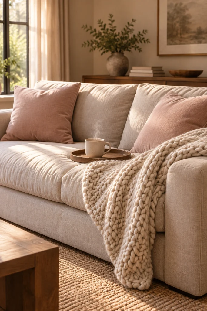 29 Apartment Decorating Ideas for Every Style Textured Throw Layering