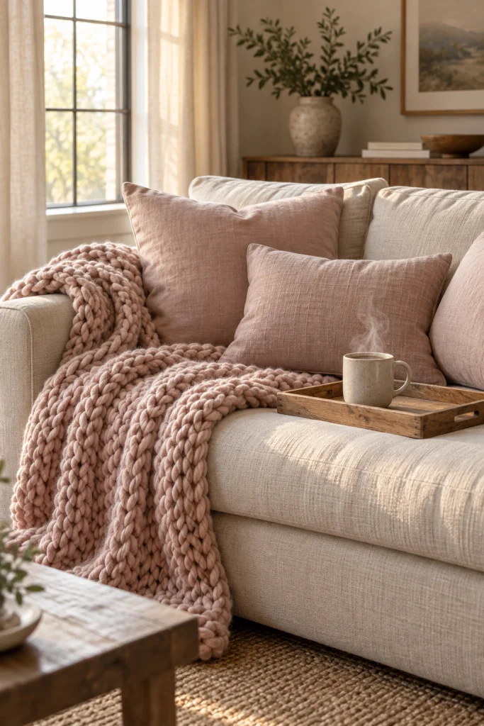 30 DIY Home Decor Ideas to Transform Your Space Textured Throw Layering