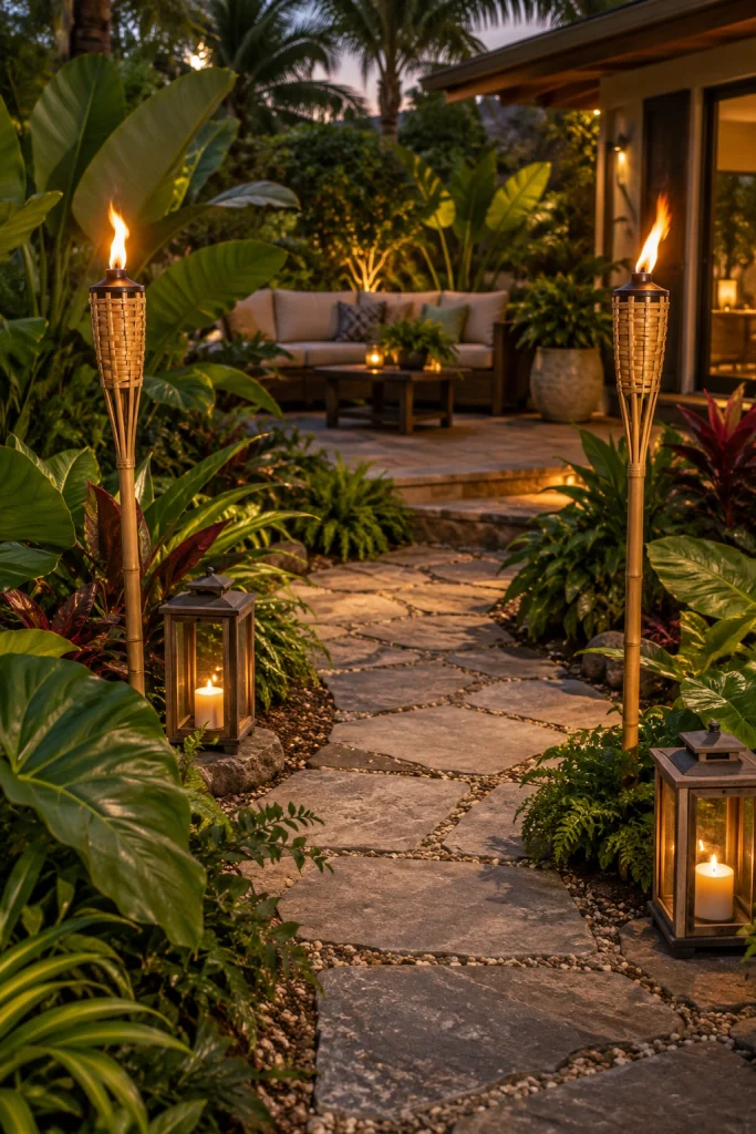 25 Patio Decor Ideas for a Stunning Outdoor Space Tiki Torch Walkway