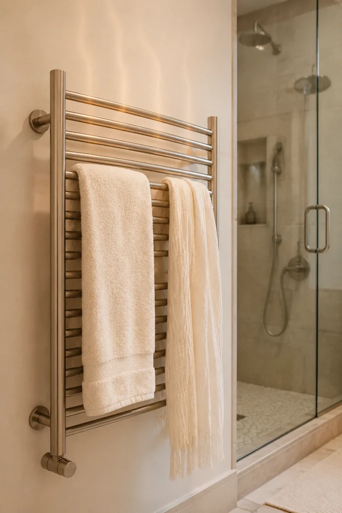 32 Small Bathroom Storage Ideas With No Cabinet Space Towel Warmer Rack