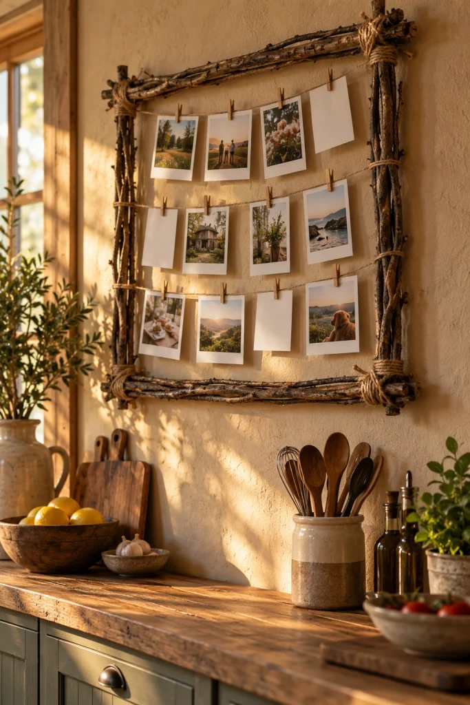 20 DIY Wall Decor Ideas You Can Make This Weekend Twig Photo Display