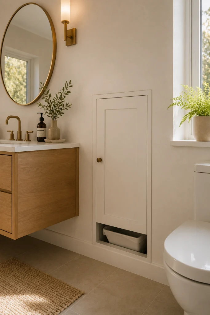 Wall-Mounted Trash Cabinet Concealed Behind a Door