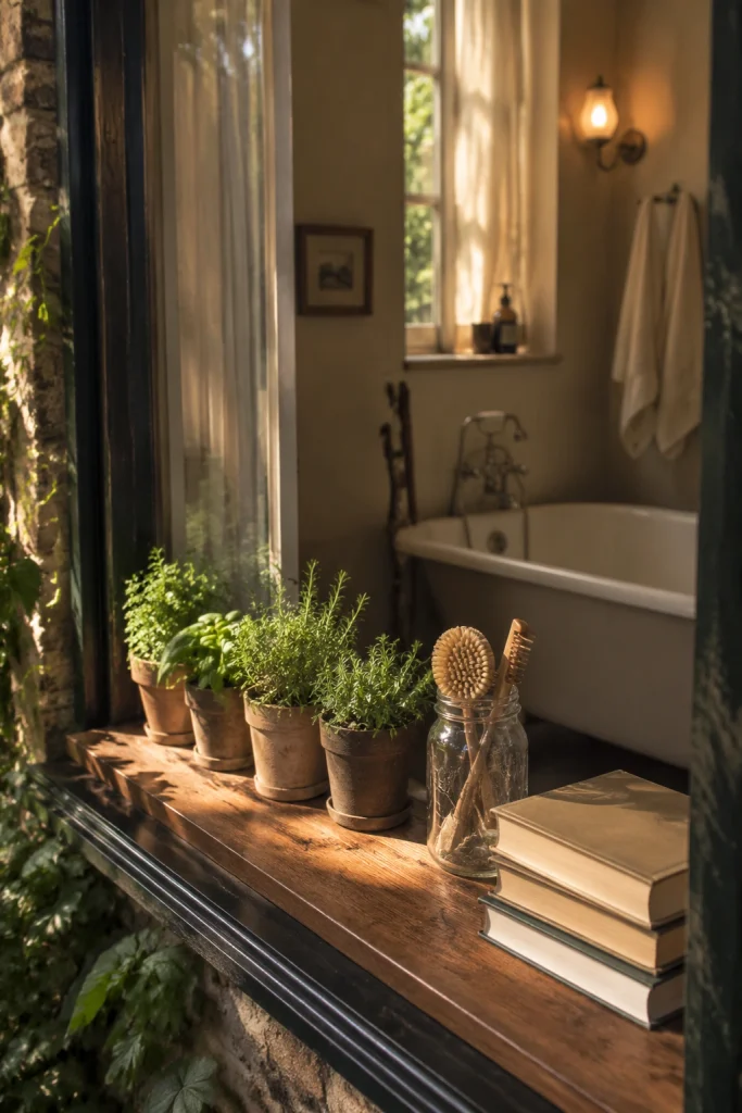 32 Small Bathroom Storage Ideas With No Cabinet Space Window Ledge Display